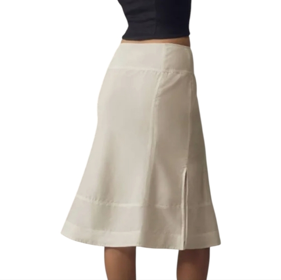 NEW - By Anthropologie Sheer Seamed Fluted Midi Skirt - Picture 2 of 5